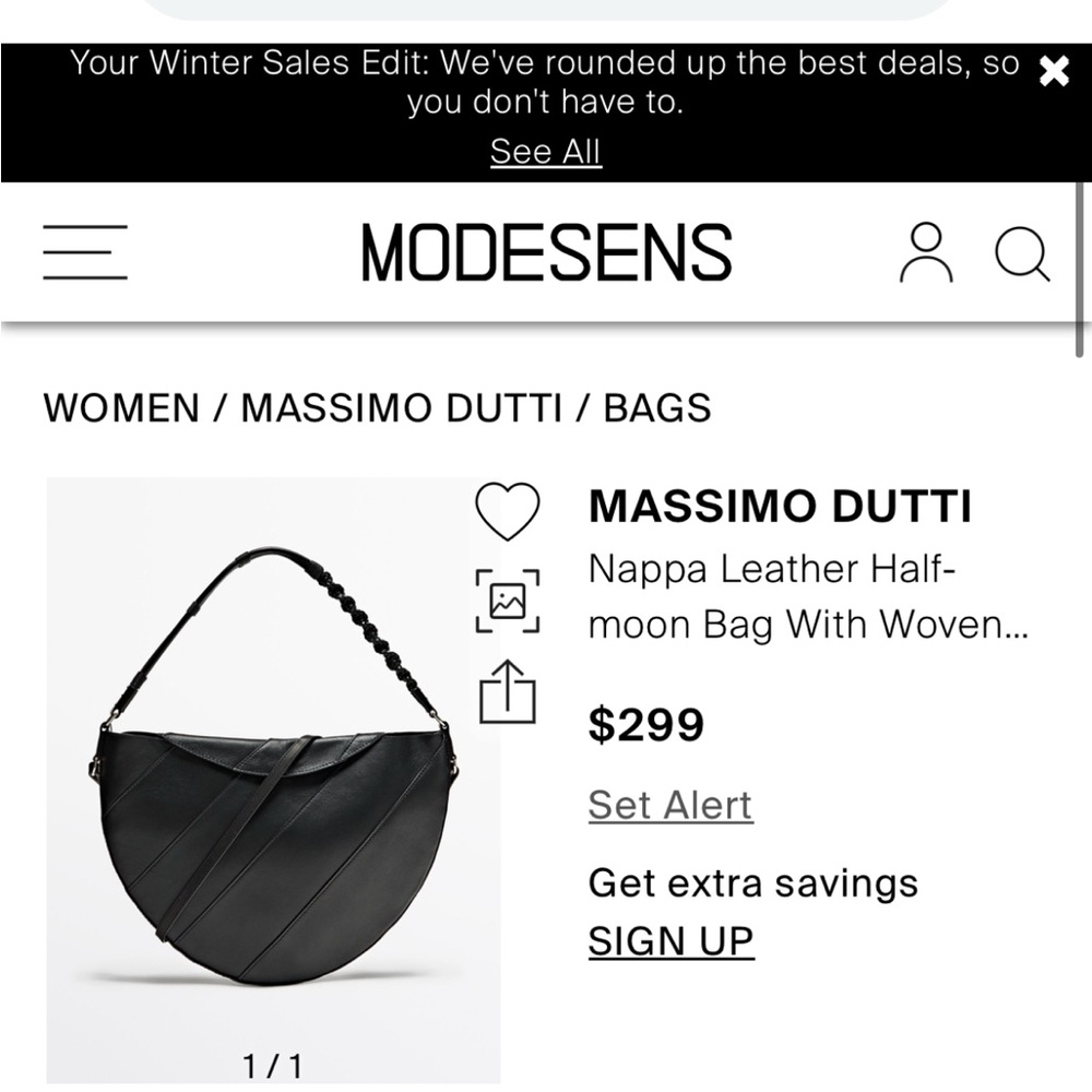 Leather half moon bag with woven strap